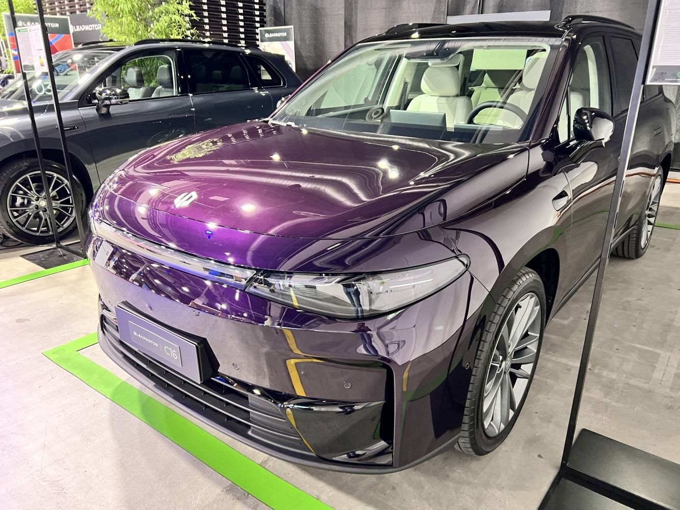 Sleek front design with LED headlights and stylish wheel rims