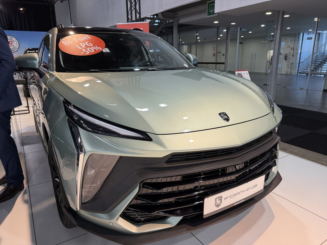 Sharp LED headlights and bold front grille design.