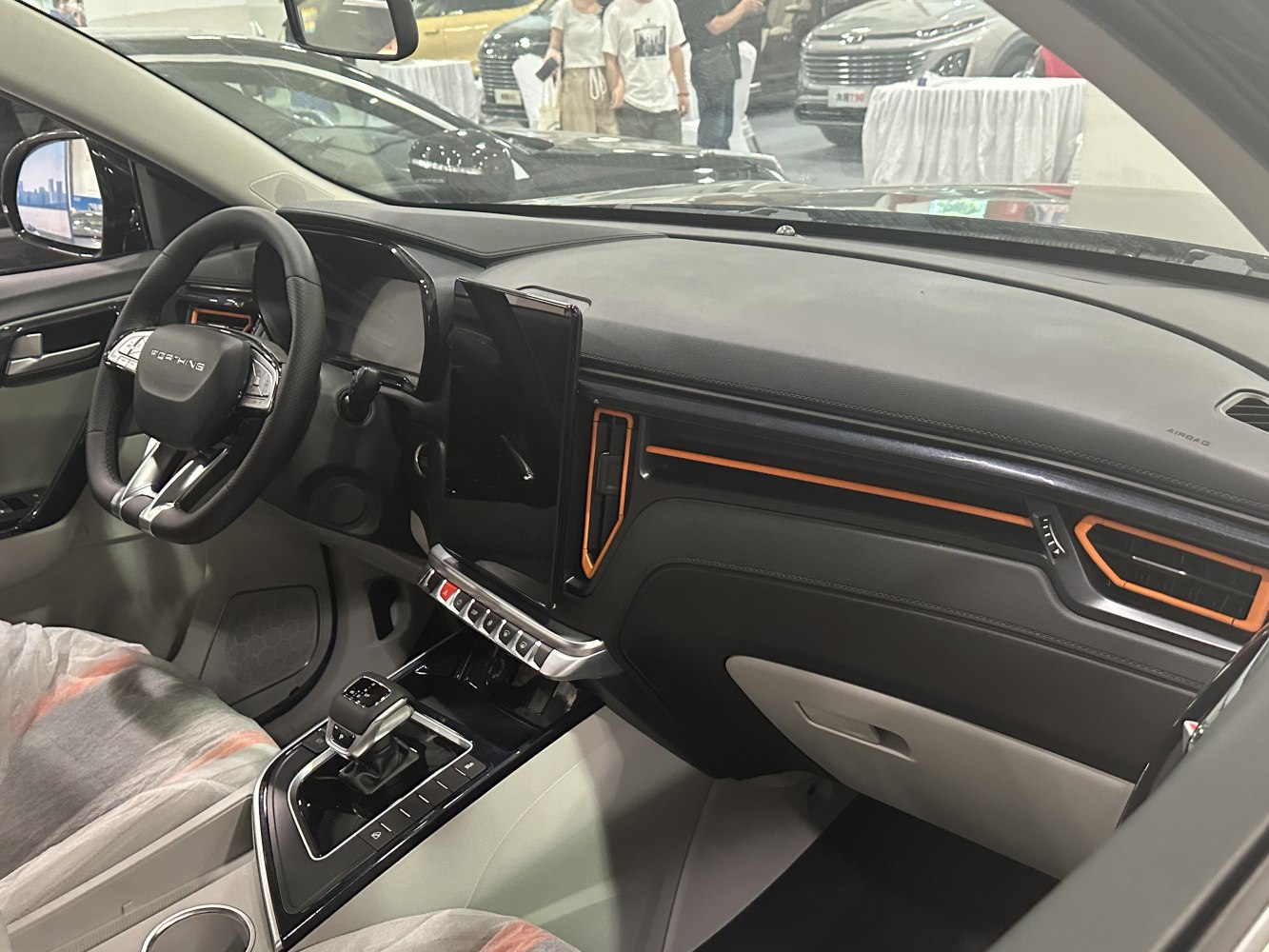 Modern dashboard and touchscreen with multifunction steering wheel