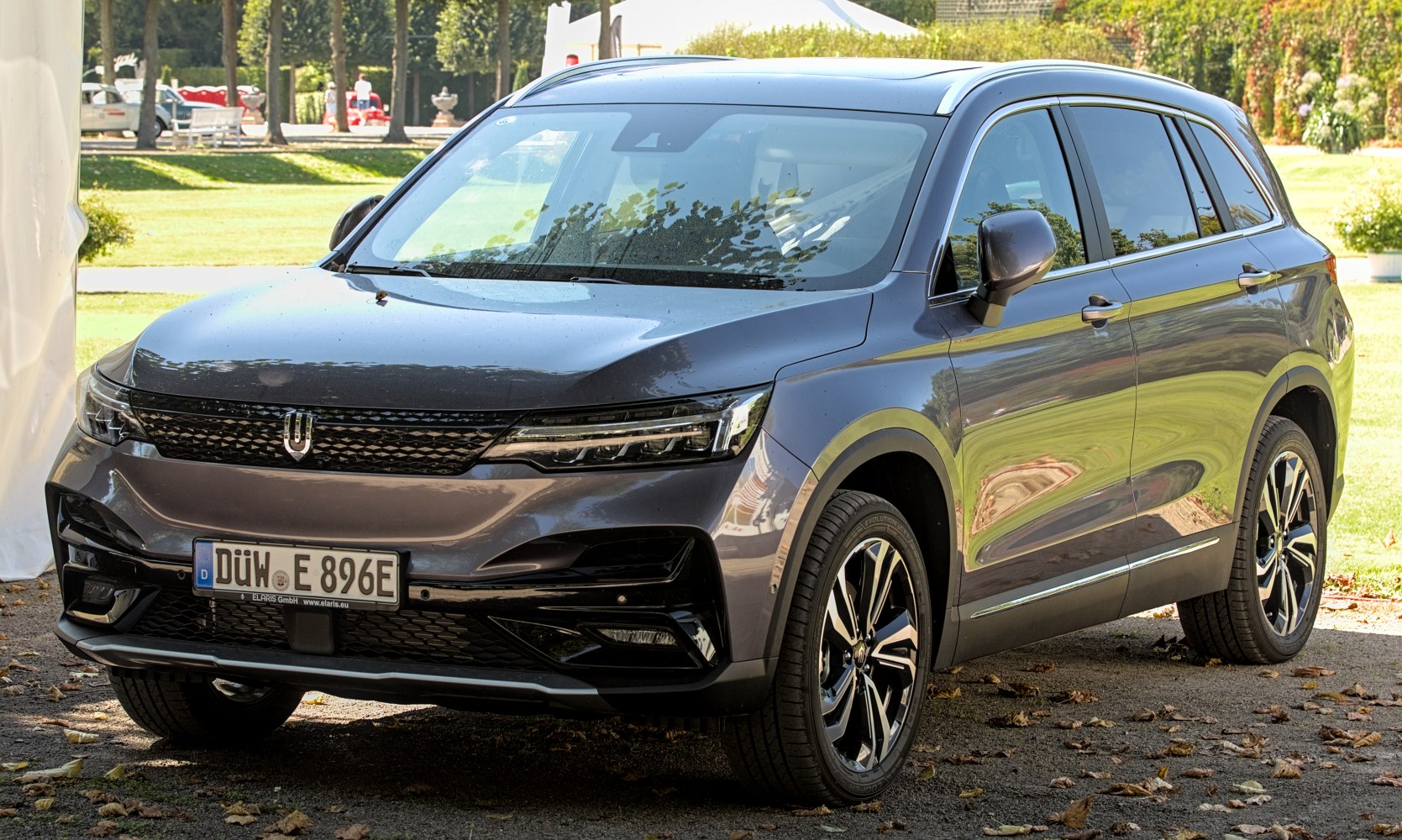 Front view of SUV with LED headlights and stylish grille