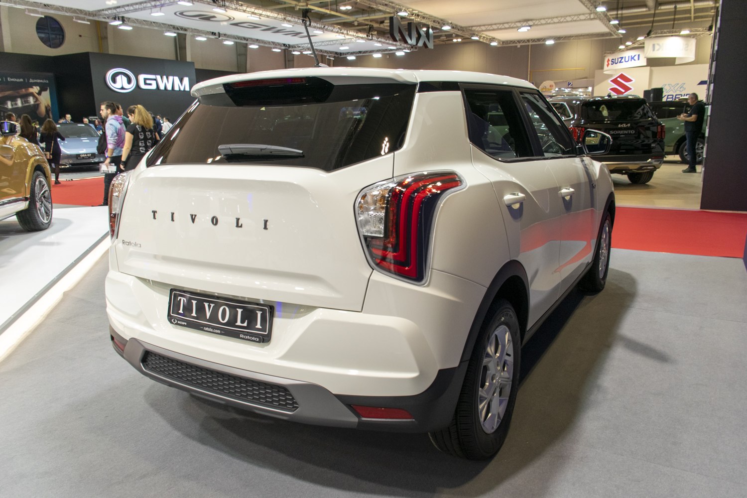 Rear view of a compact SUV with distinctive LED tail lights.