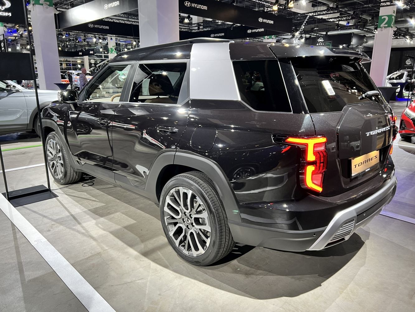 Rear side of modern SUV with distinctive LED tail lights