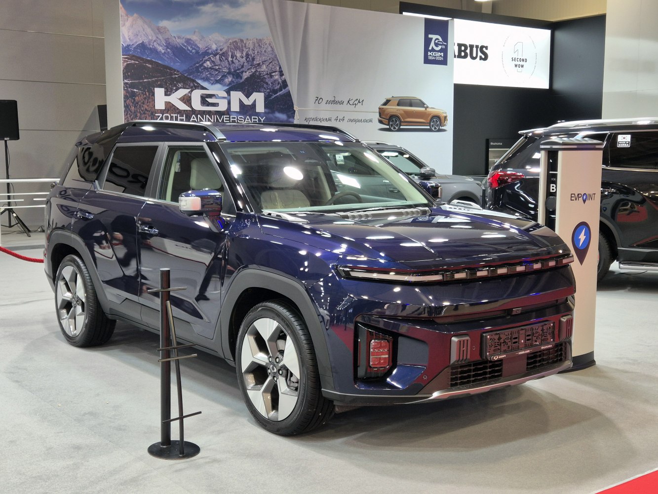 Luxury SUV with horizontal LED headlights and prominent front grille