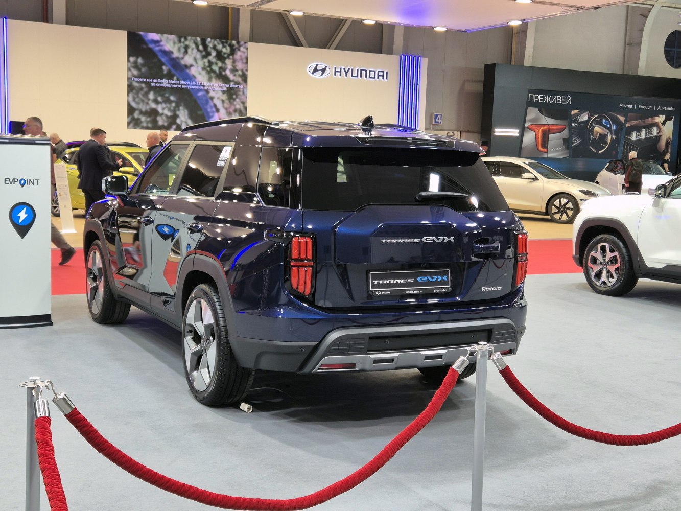 Electric SUV rear and side view with modern taillights and sleek design