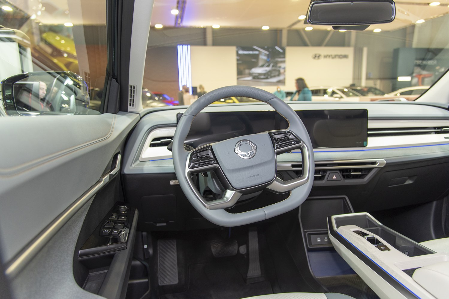 Modern steering wheel and digital dashboard display