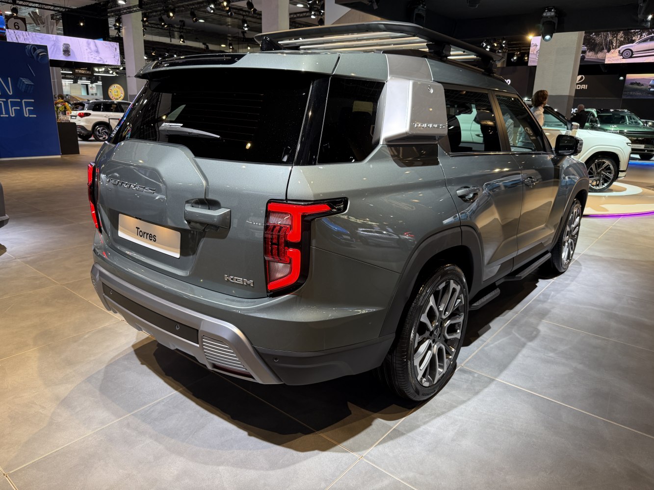 Rear and side view of SUV with distinctive rear lights and rugged design