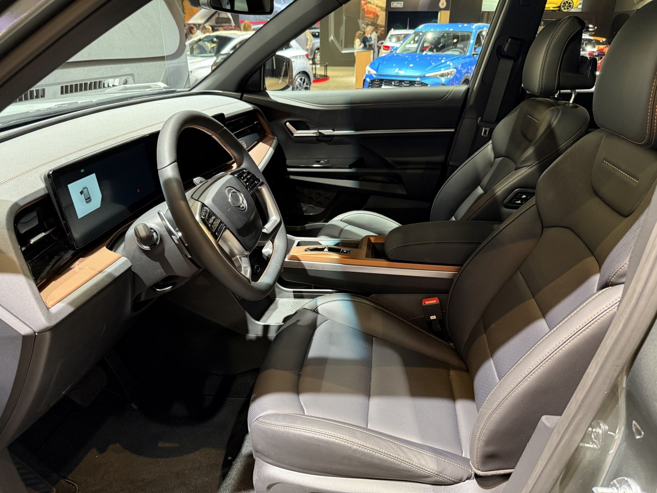 Modern dashboard with digital displays and premium leather seats