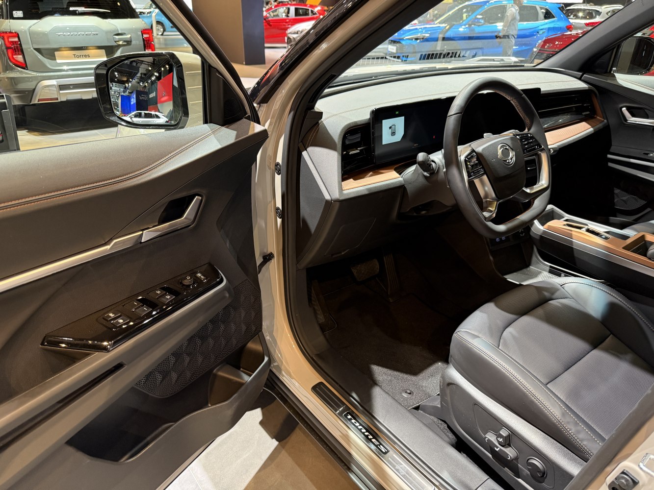 Car interior with digital dashboard and luxury seats