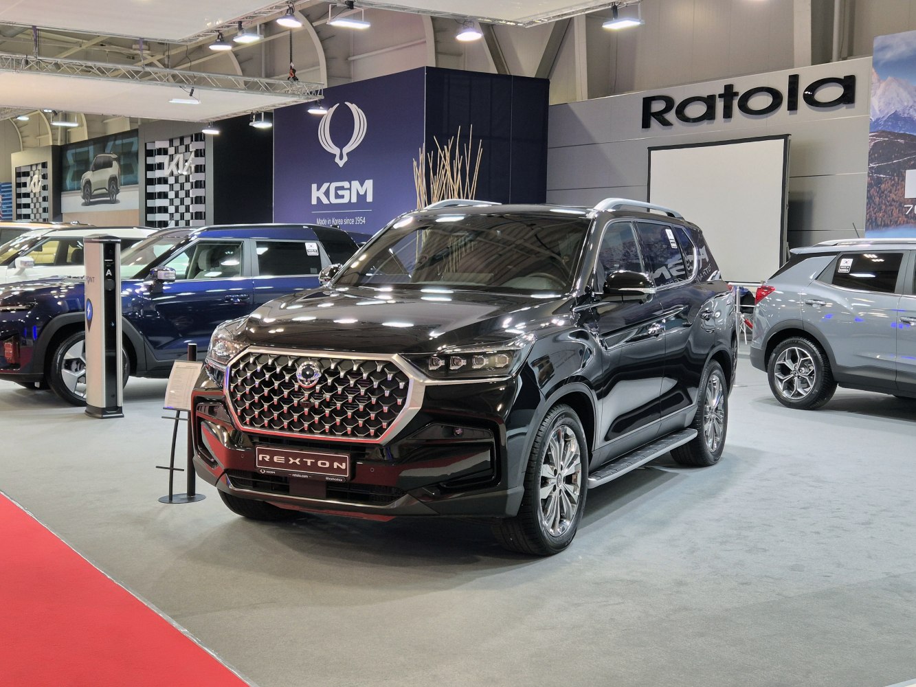 Black SUV with bold front grille and sleek LED headlights