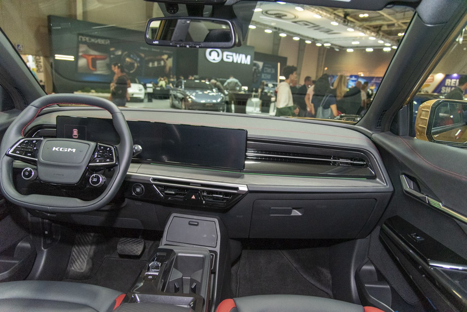 Digital dashboard and multifunction steering wheel in modern car interior