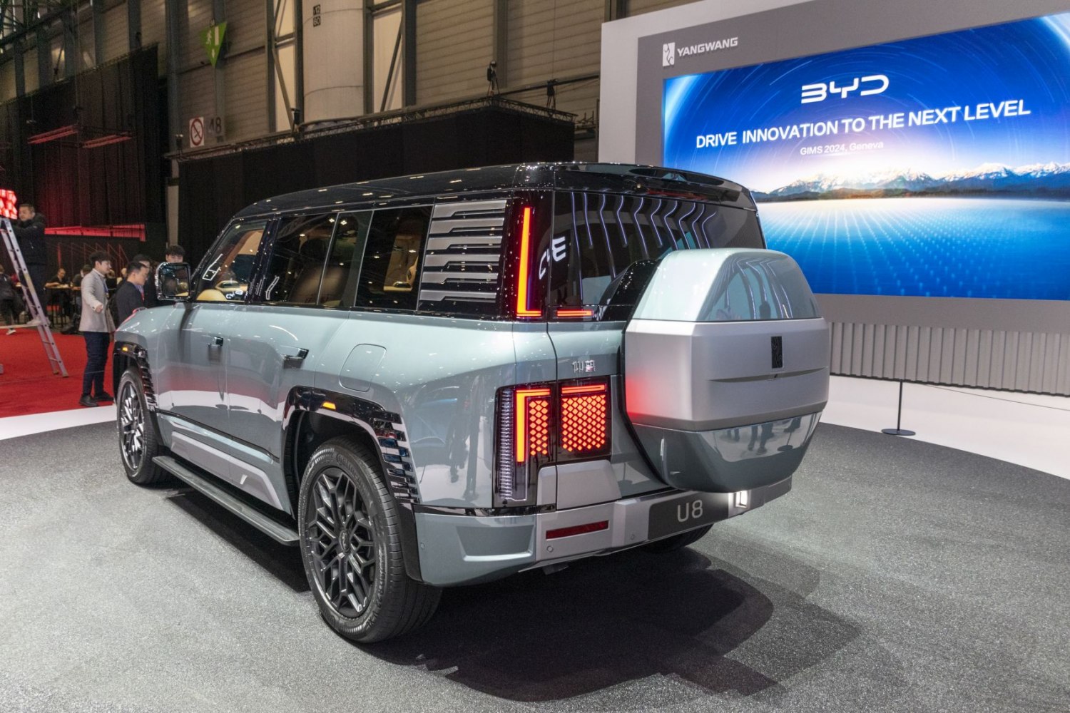 Modern SUV rear with LED tail lights and spare wheel cover