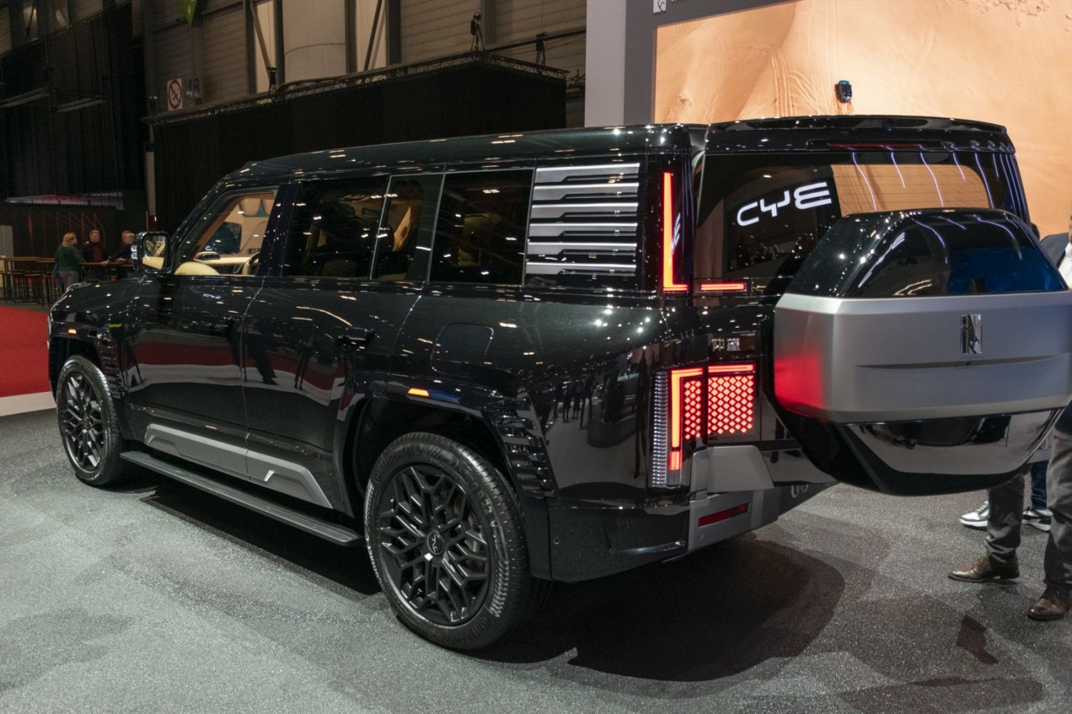 Rear side view of SUV with vertical LED tail lights and rugged styling