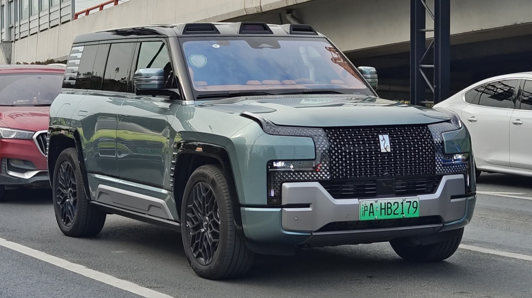 Front view of SUV with distinctive LED grille and modern headlights