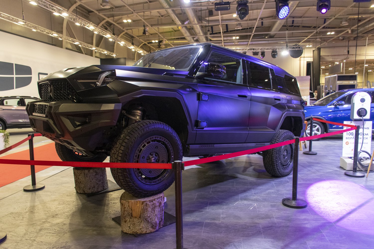 Angular SUV with large off-road tires and rugged stance