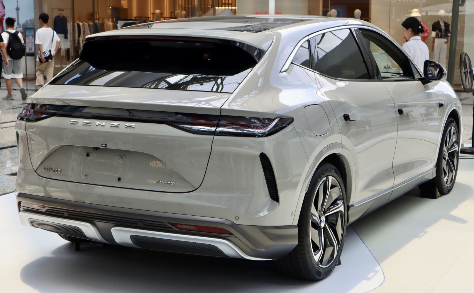 Modern electric SUV rear design with sleek tail lights and aerodynamic styling.