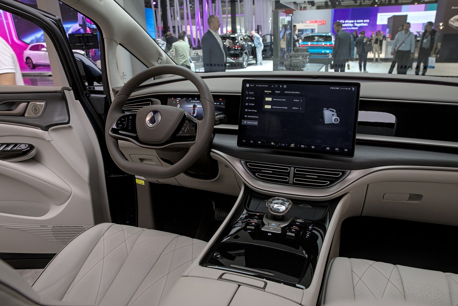 Digital dashboard and touchscreen infotainment system in modern vehicle interior