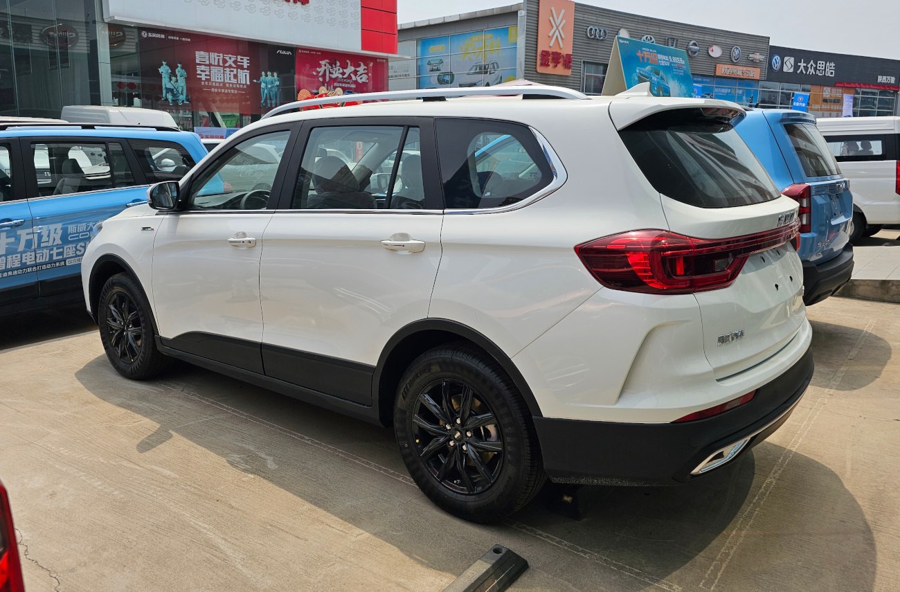 Rear side profile with black alloy wheels and modern SUV taillights