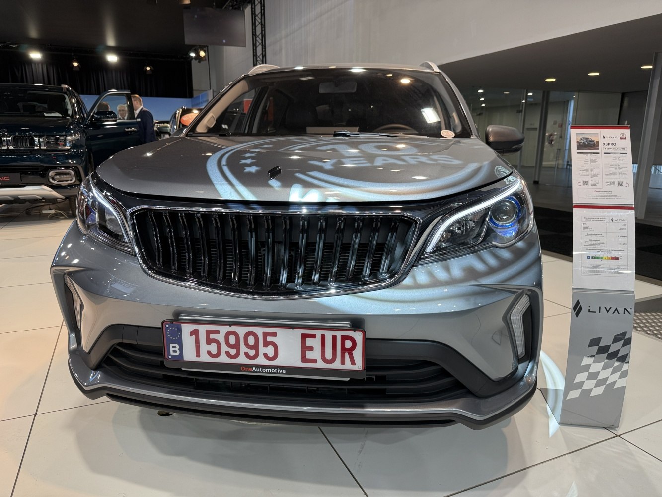 Front grille and LED headlights of a modern SUV