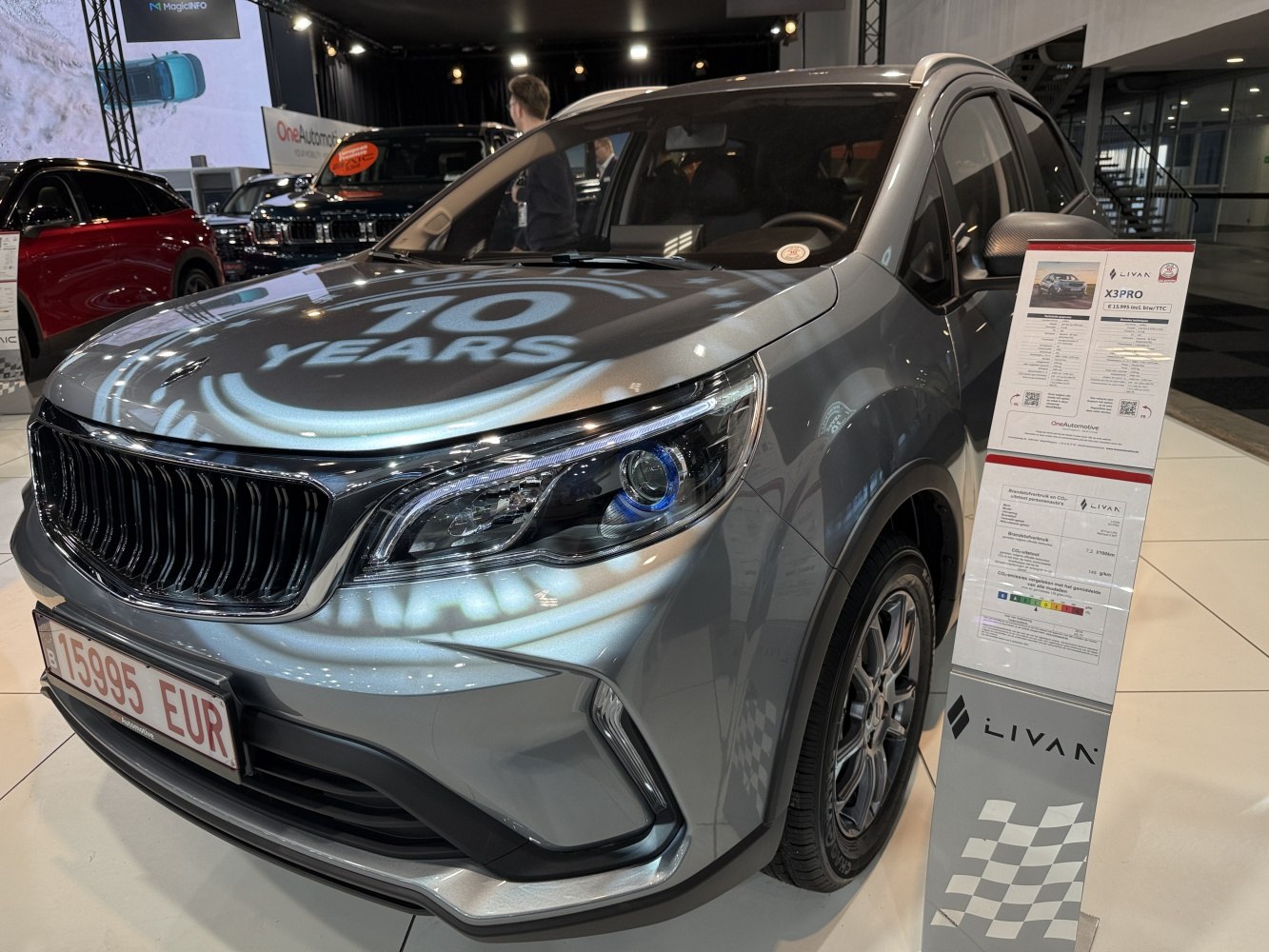 Front grille and LED headlight of modern SUV