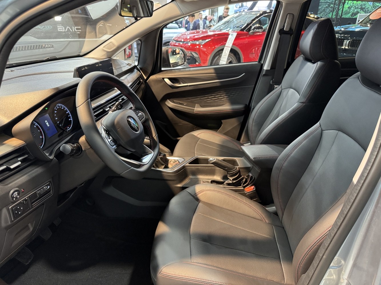 Leather seats and digital dashboard with touchscreen display