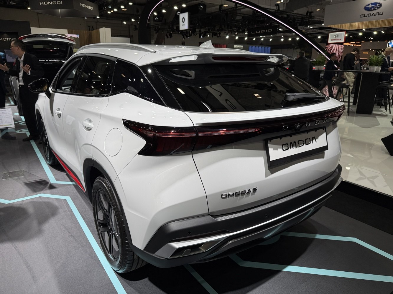 Rear design and tail lights of a modern SUV in white