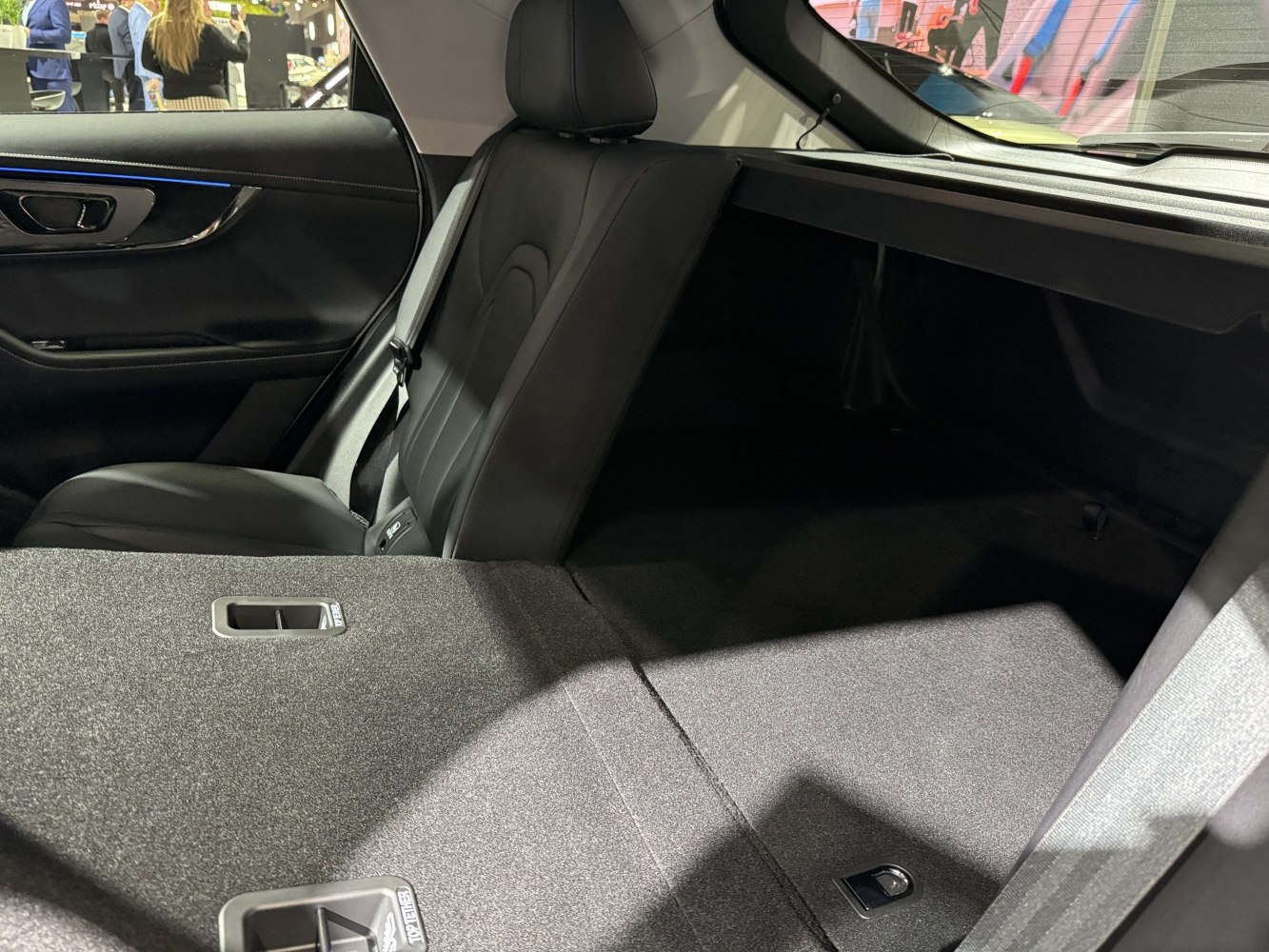 Fold-flat rear seats and spacious cargo area in car interior