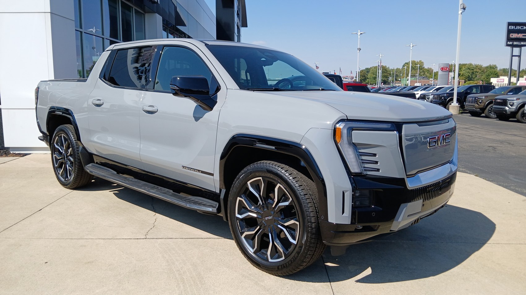 Modern electric pickup with LED headlights and alloy wheels