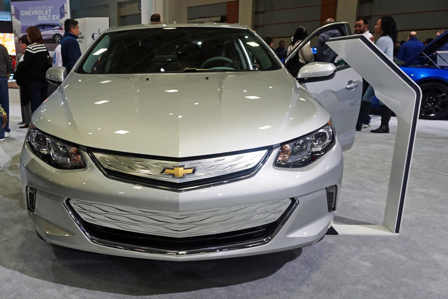 Front view with headlights, grille, and Chevy emblem