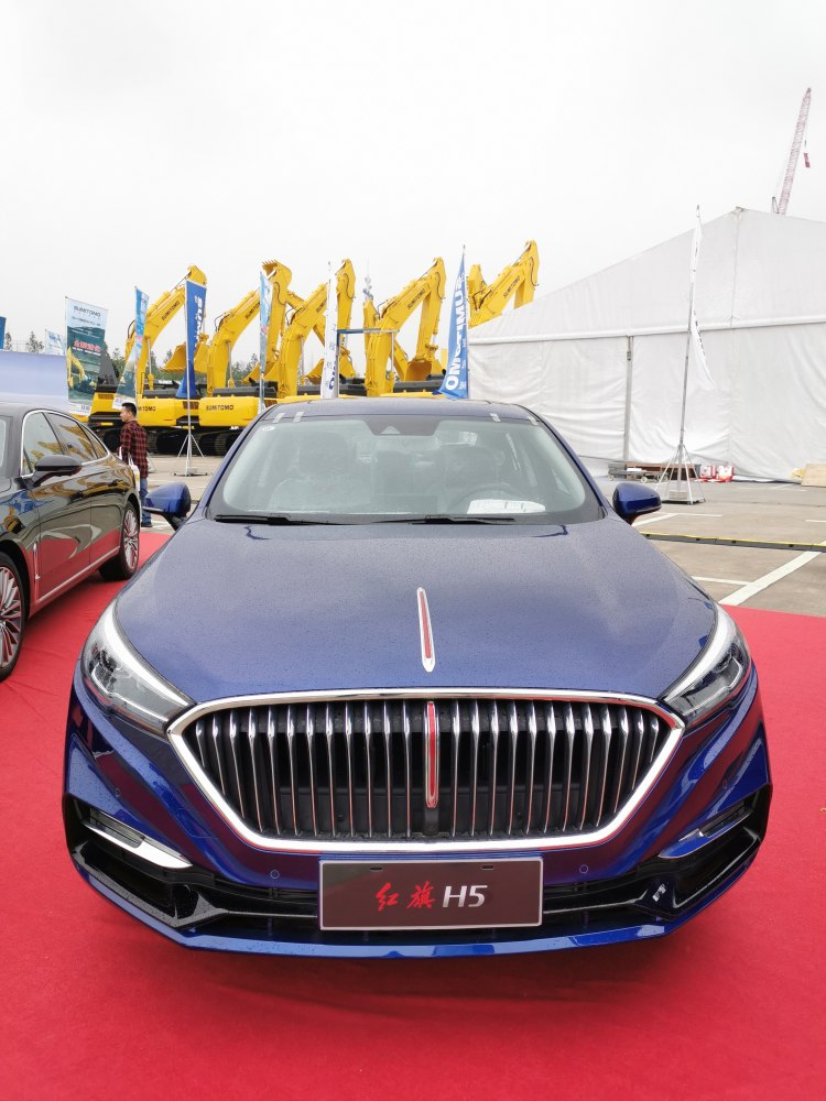 Large vertical grille and LED headlights front view