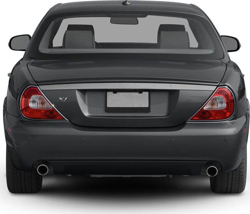 Rear view with dual exhausts and distinct tail lights