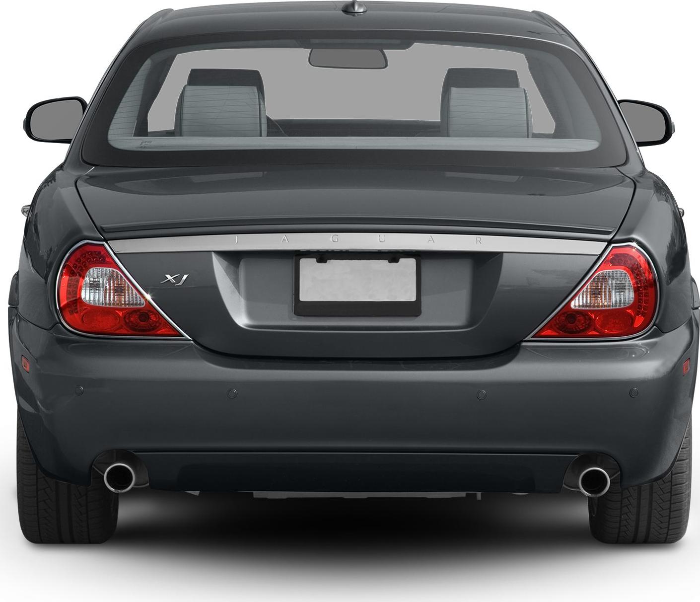 Rear view with distinctive taillights and twin exhaust pipes