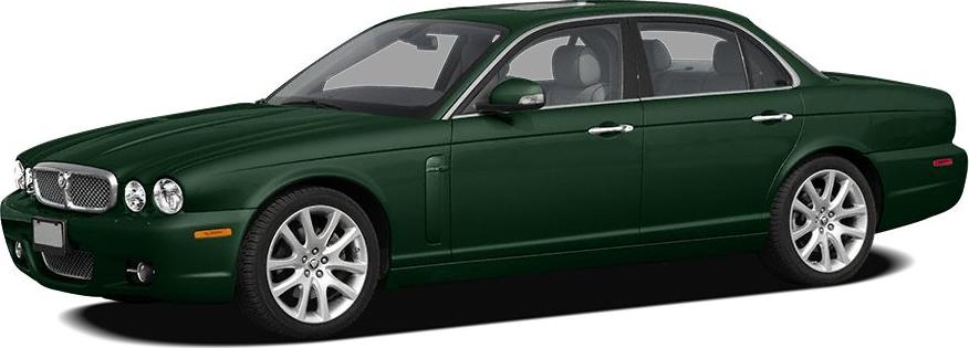 Luxury sedan side profile in dark green with classic styling.
