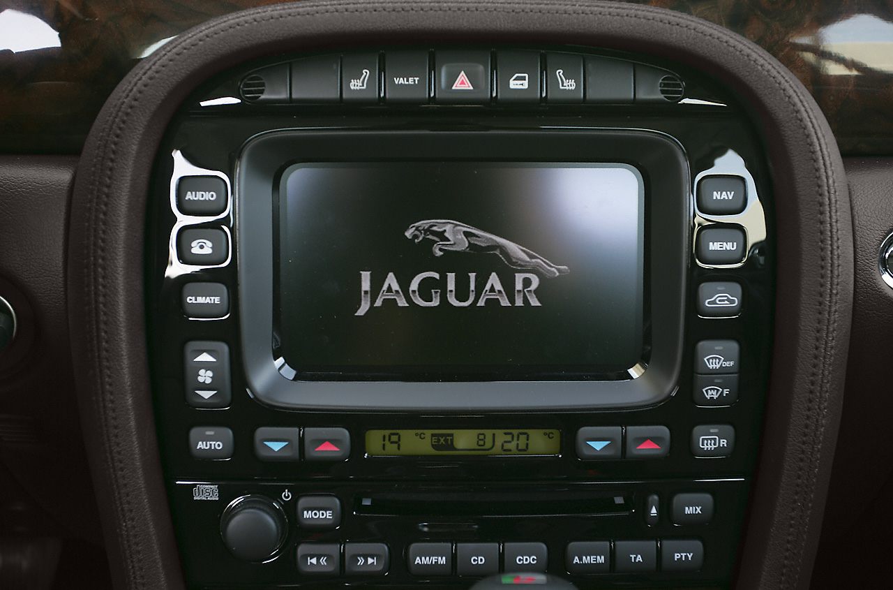 Multimedia display surrounded by climate and audio control buttons
