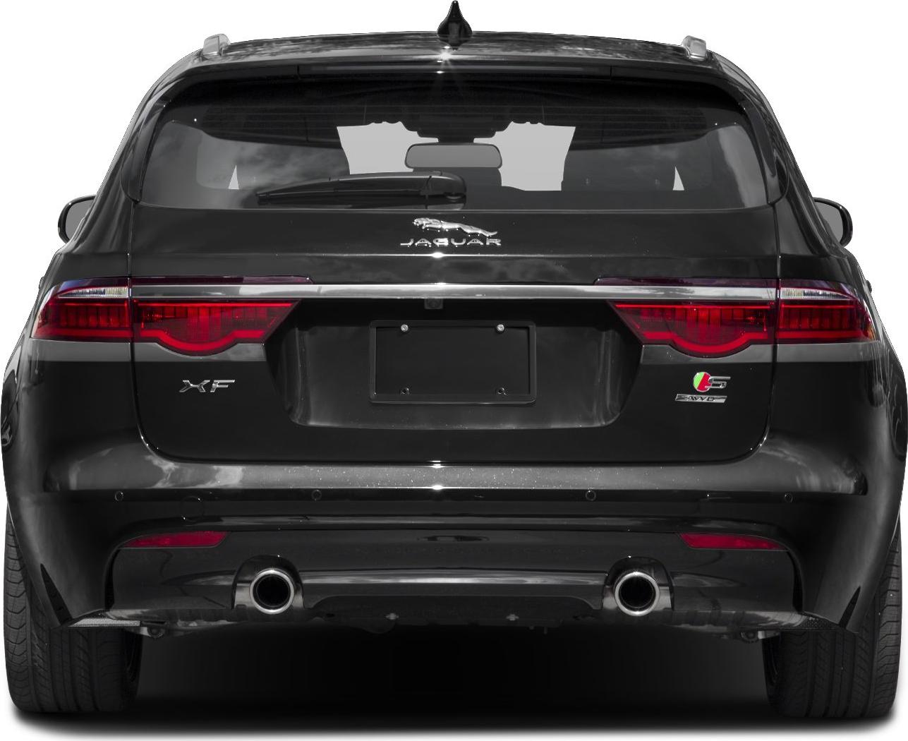 Rear view with distinctive taillights and dual exhaust pipes