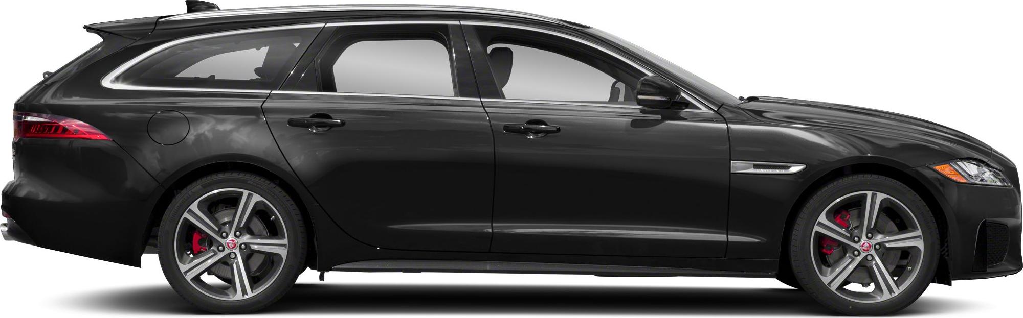 Station wagon side profile with sporty alloy wheels.