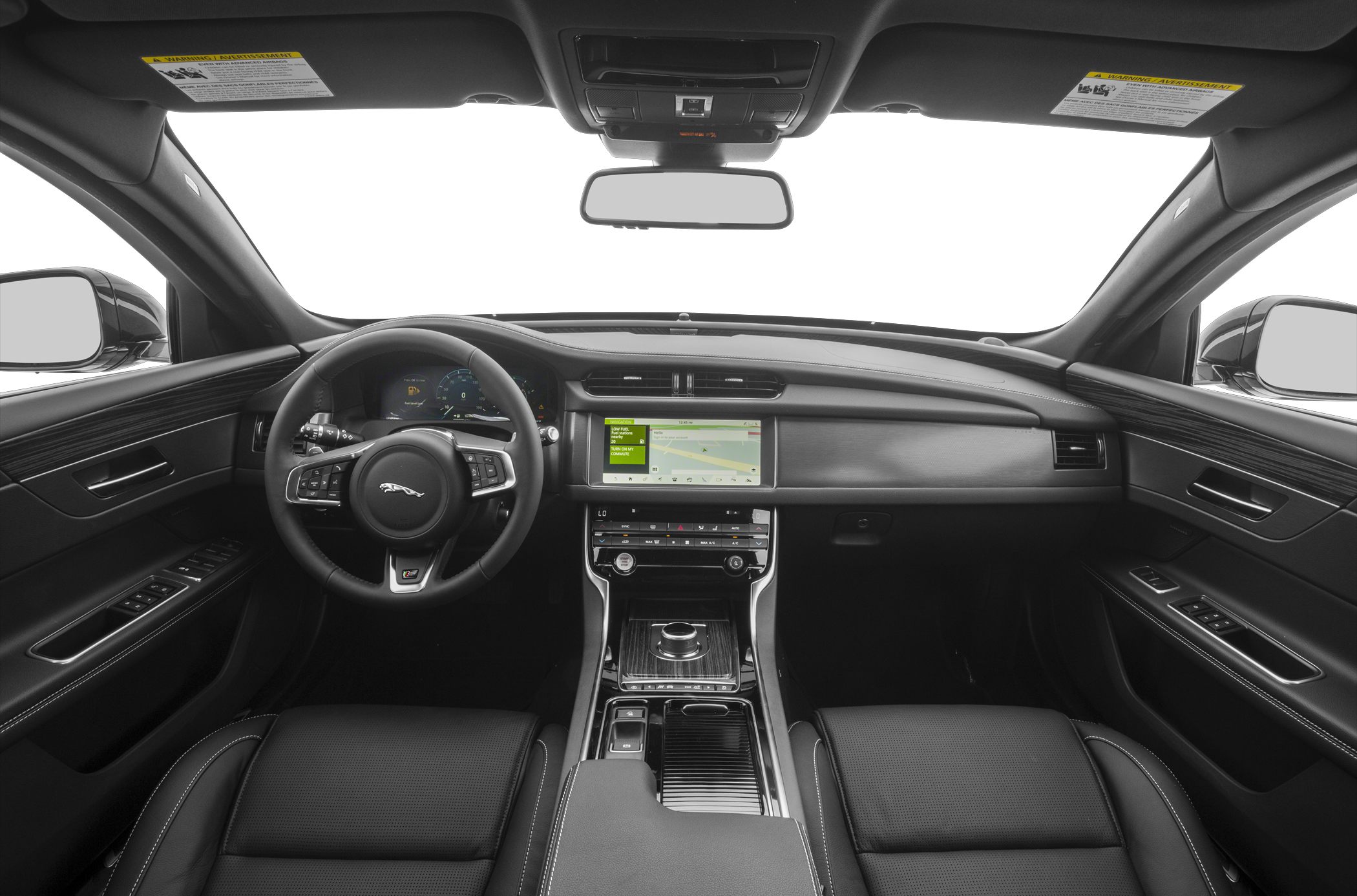 Luxury car interior with digital dashboard and touchscreen center console