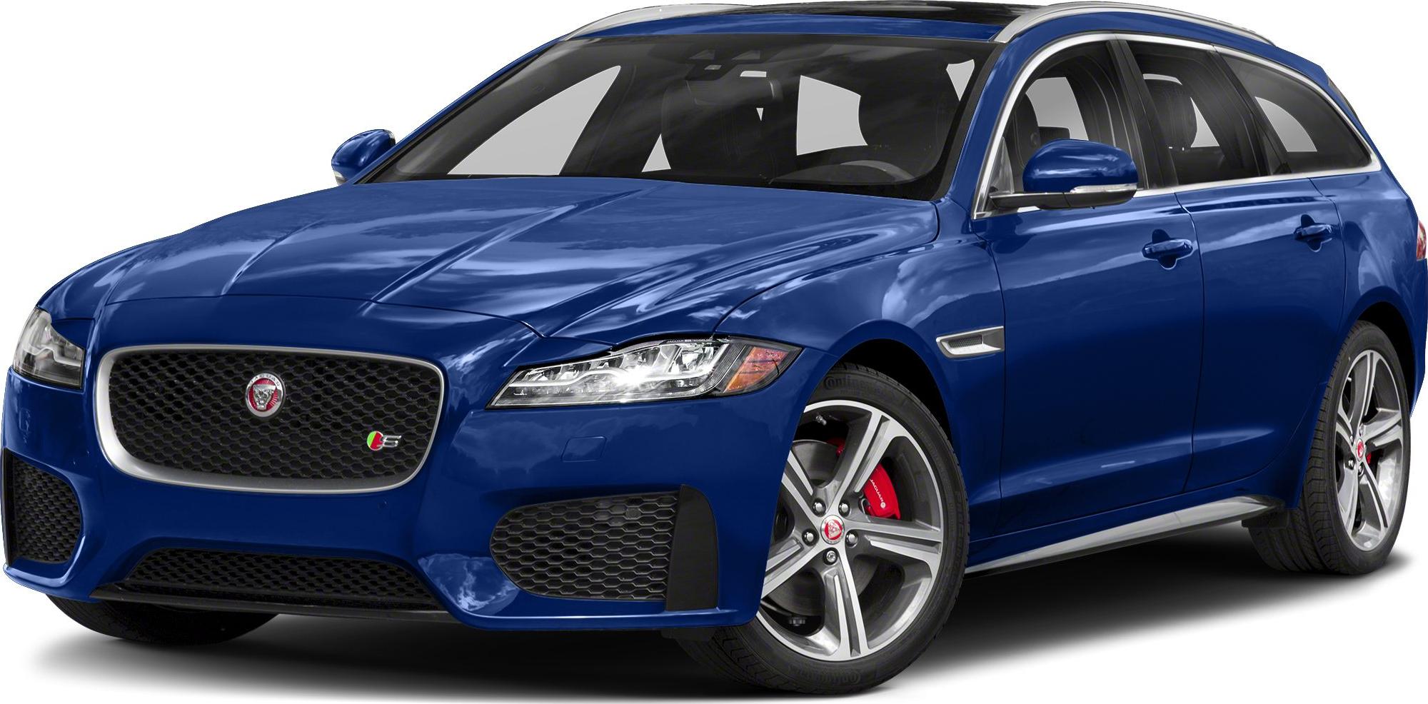 Front angle view showing grille, headlights, and alloy wheels of a blue estate car