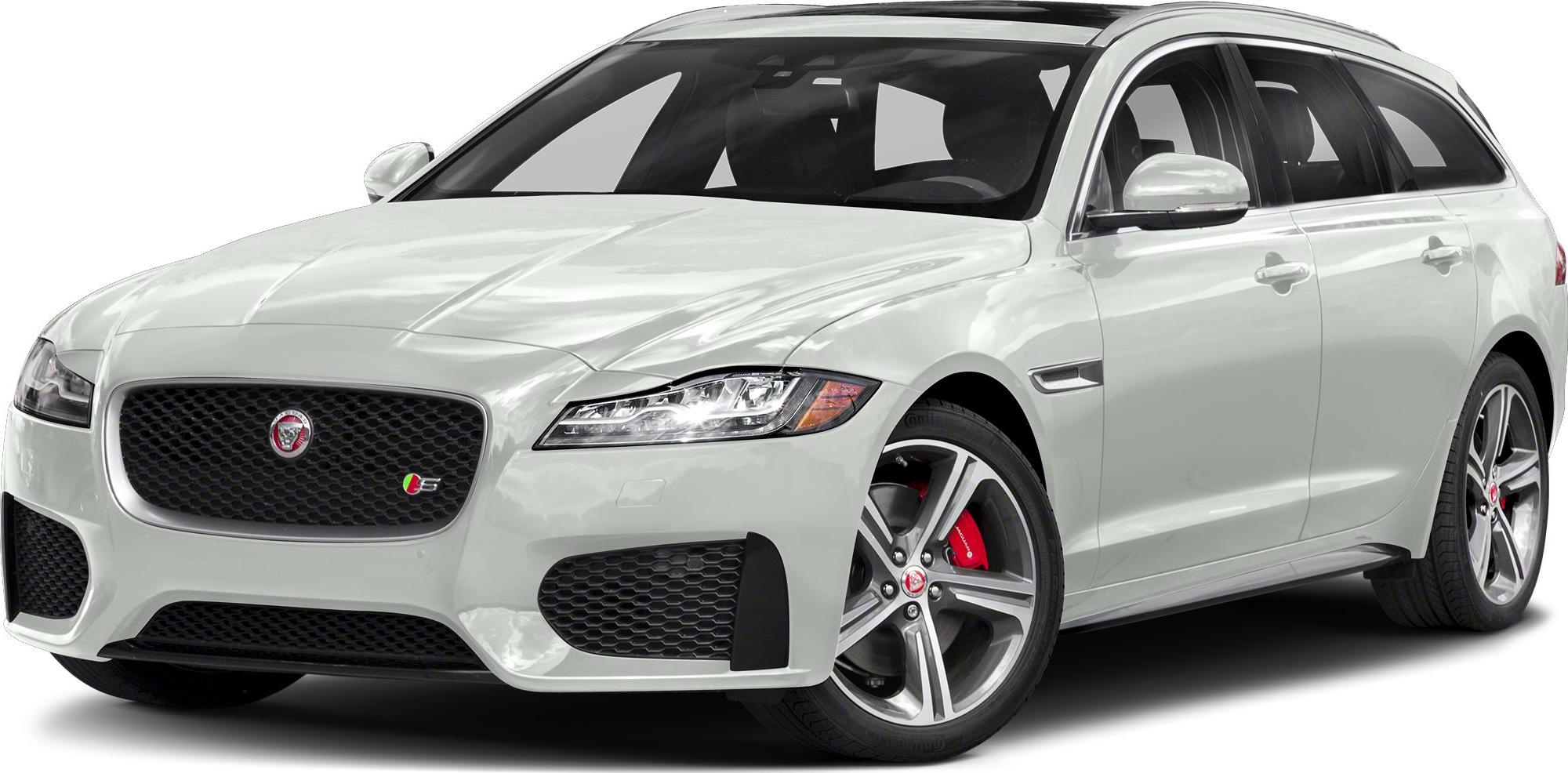 Front side view of luxury wagon with LED headlights and five-spoke alloy wheels