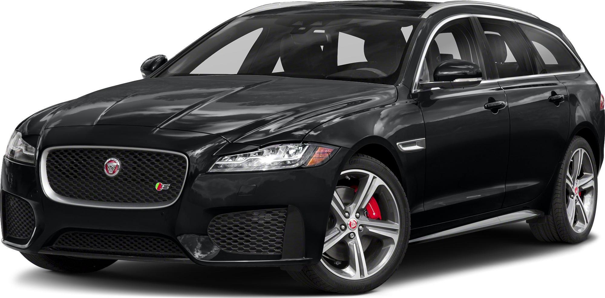 Black sporty estate car front with LED headlights and alloy wheels