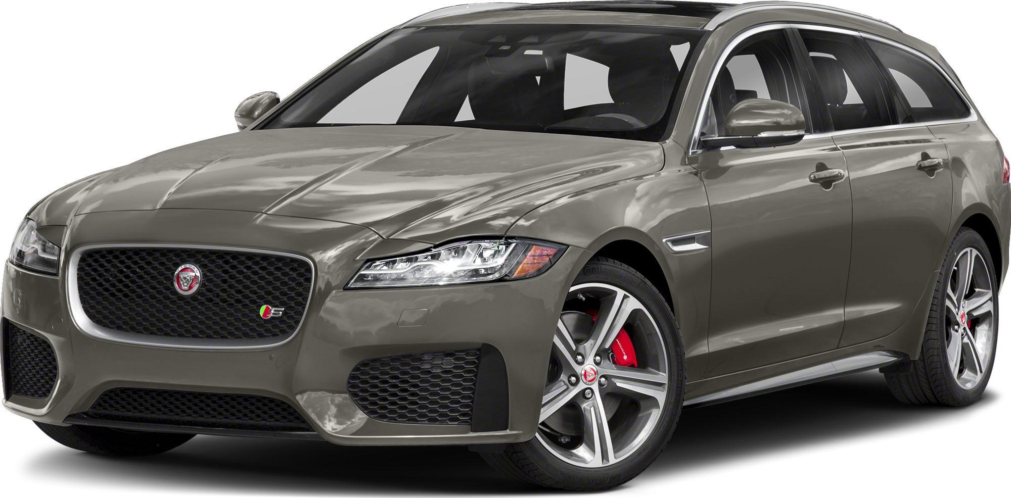Front view of luxury wagon with LED headlights and alloy wheels