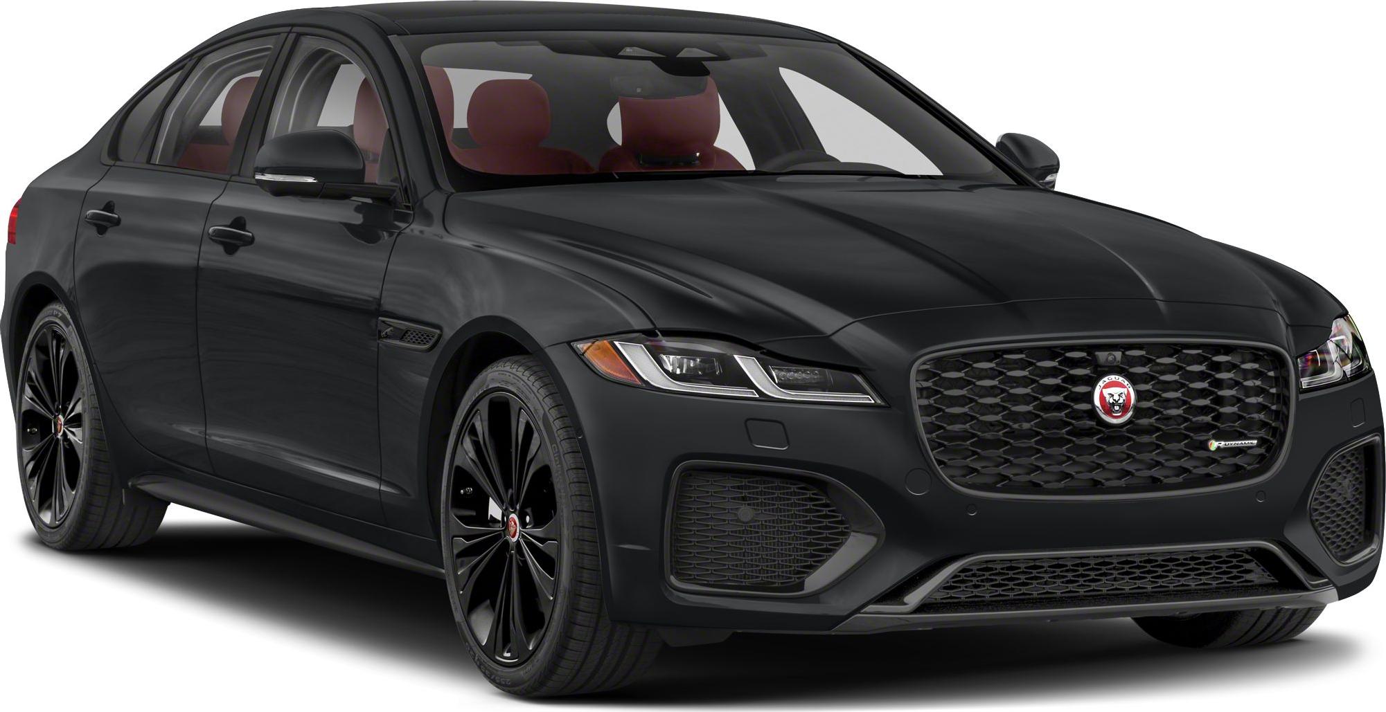 Black luxury sedan with mesh grille and LED headlights