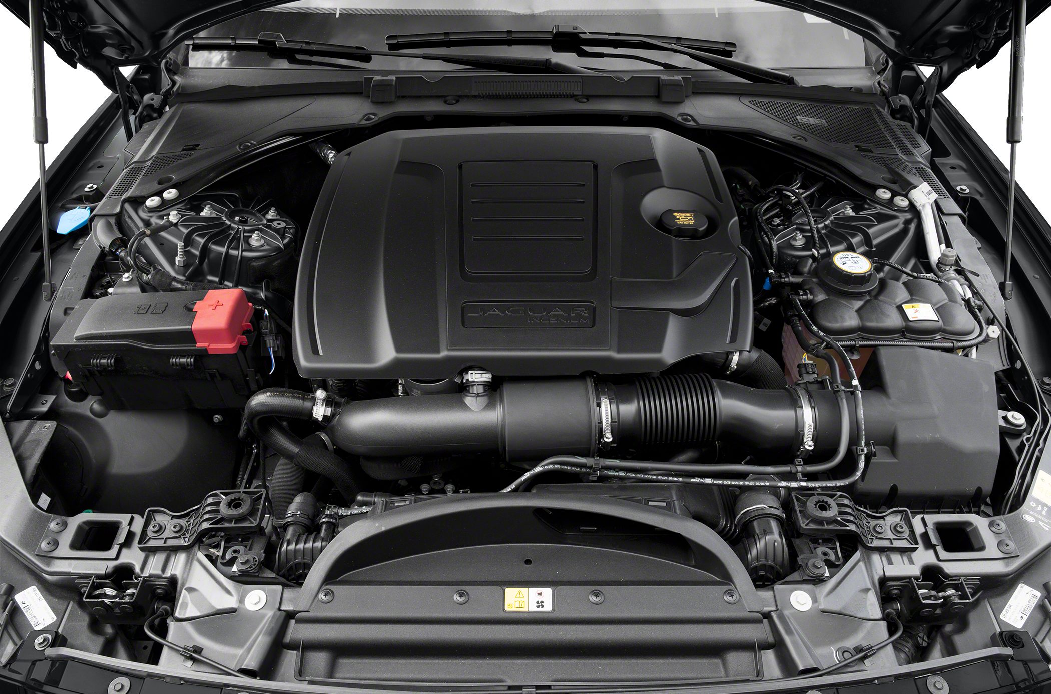 Engine compartment with engine cover and intake system