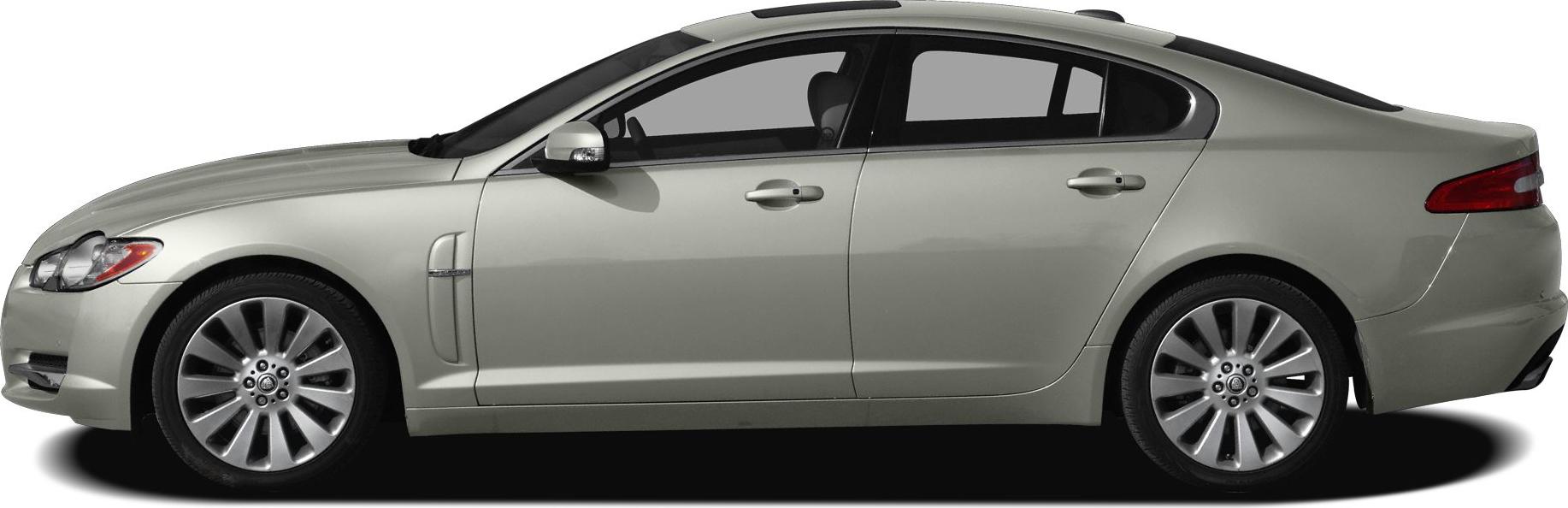 Side profile of a Jaguar XF X250 sedan with alloy wheels and streamlined body.