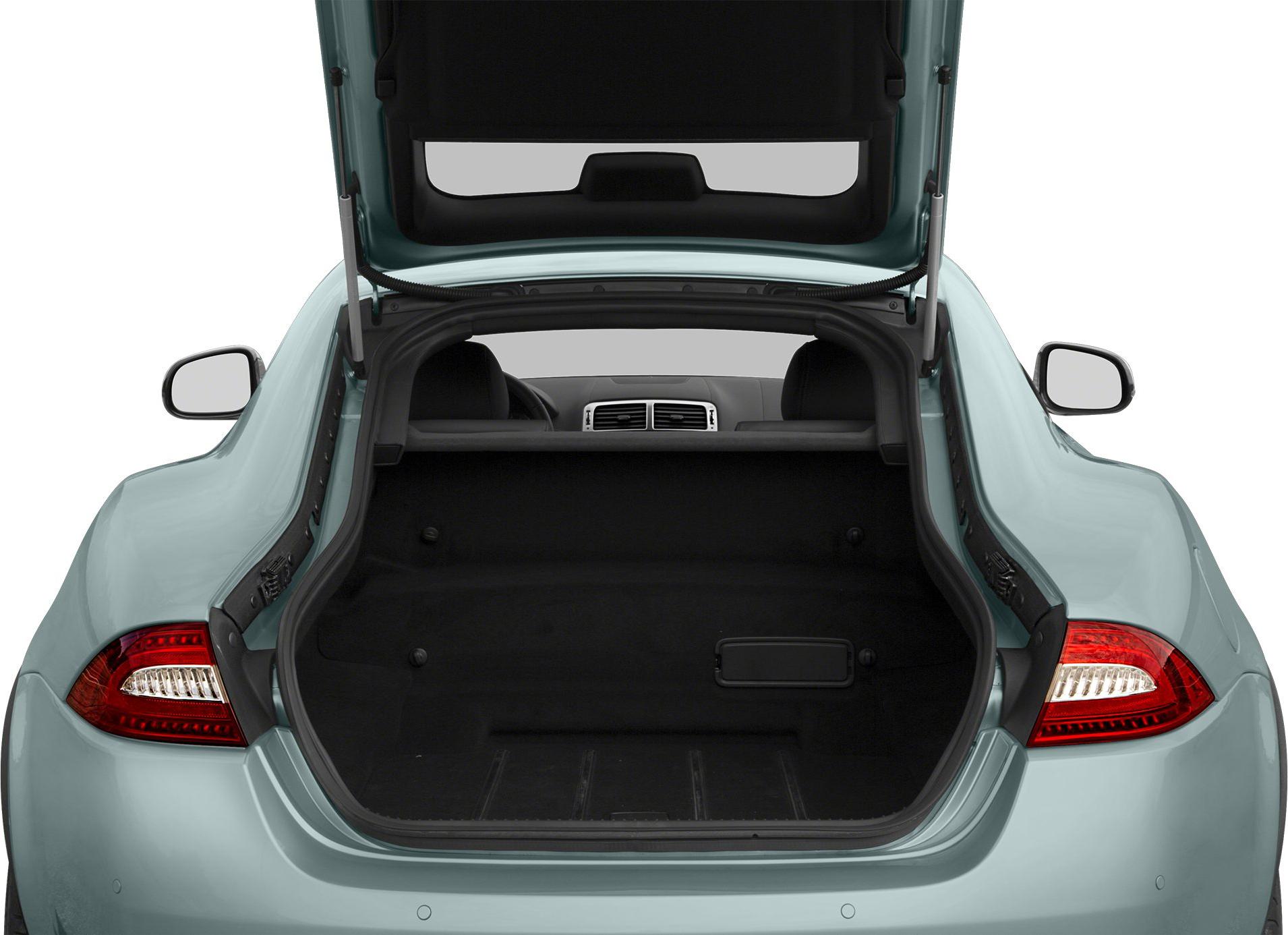 Open trunk and rear interior of luxury coupe