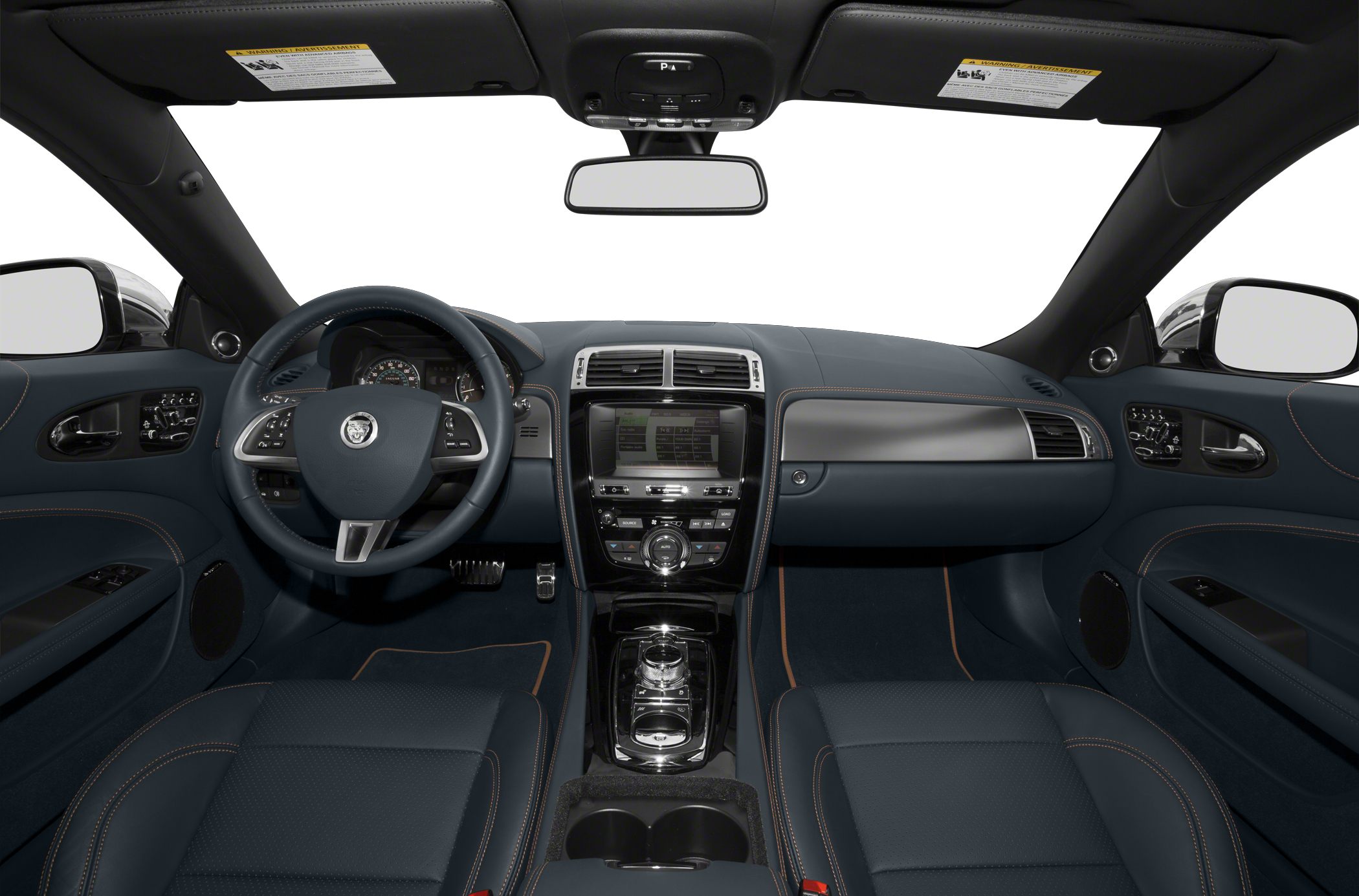 Luxury leather interior with advanced dashboard and control layout