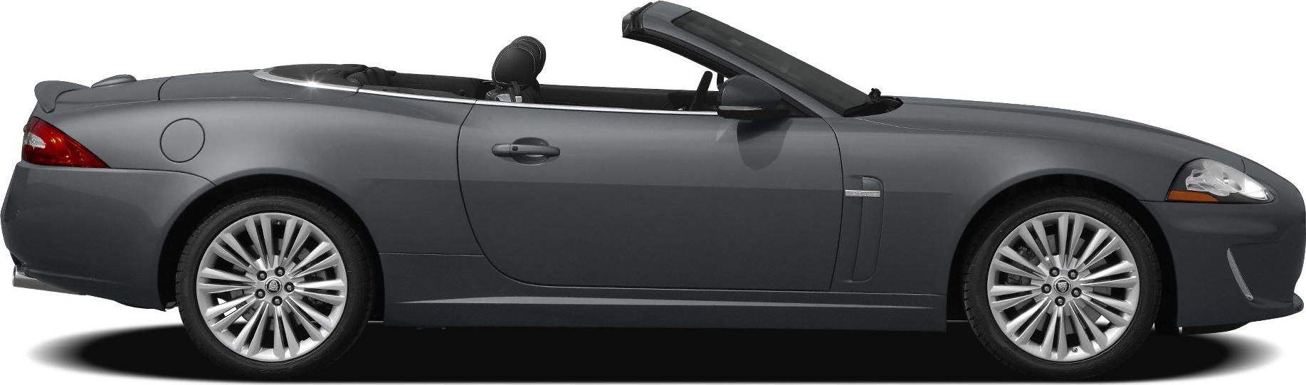 Convertible car side profile with roof retracted and alloy wheels