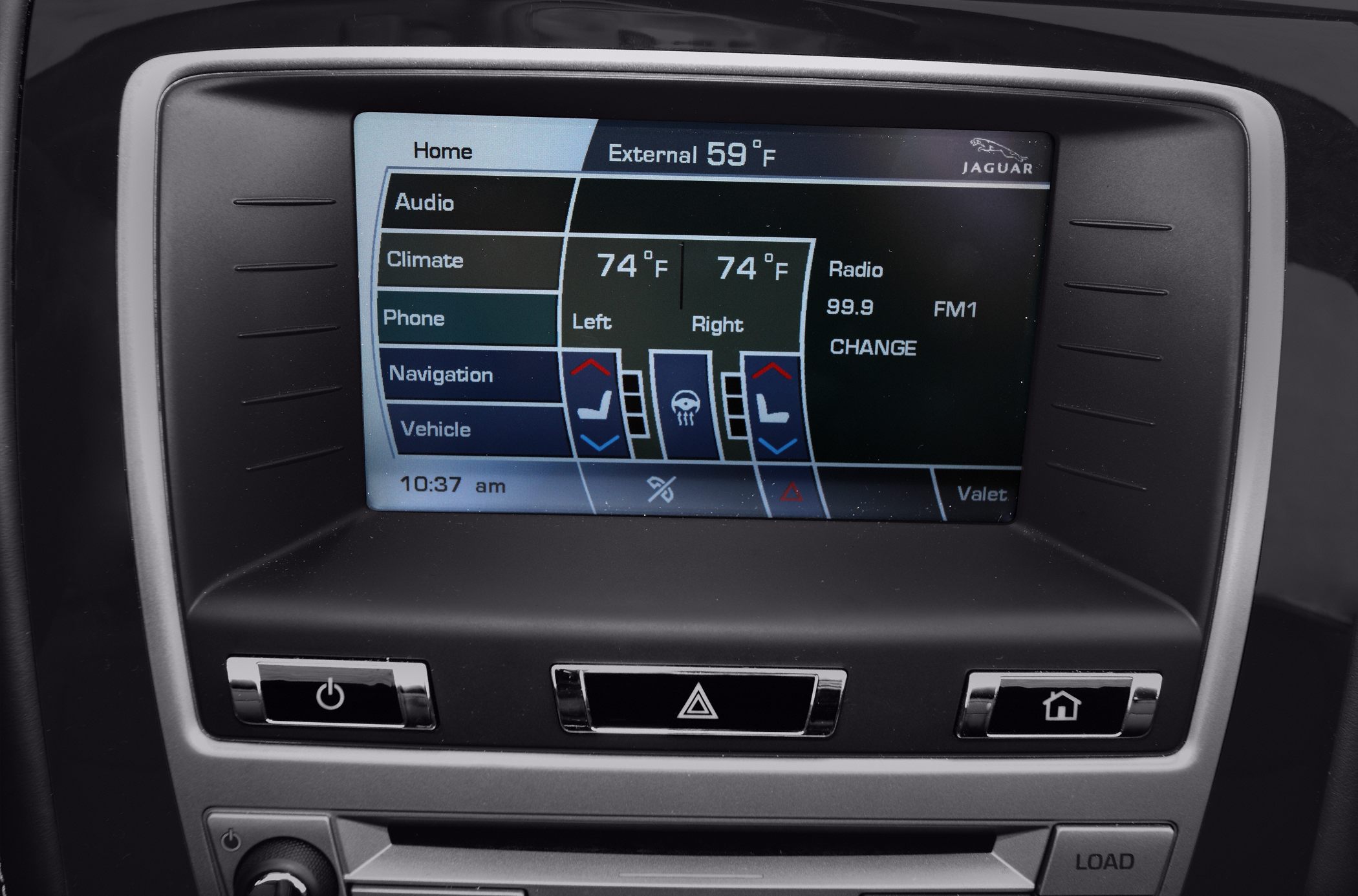 Multifunction touchscreen with climate, audio, and phone control display