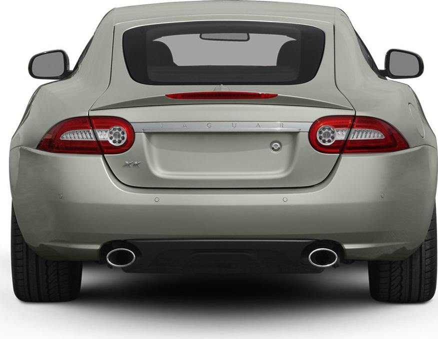 Rear view with distinct oval taillights and dual exhausts