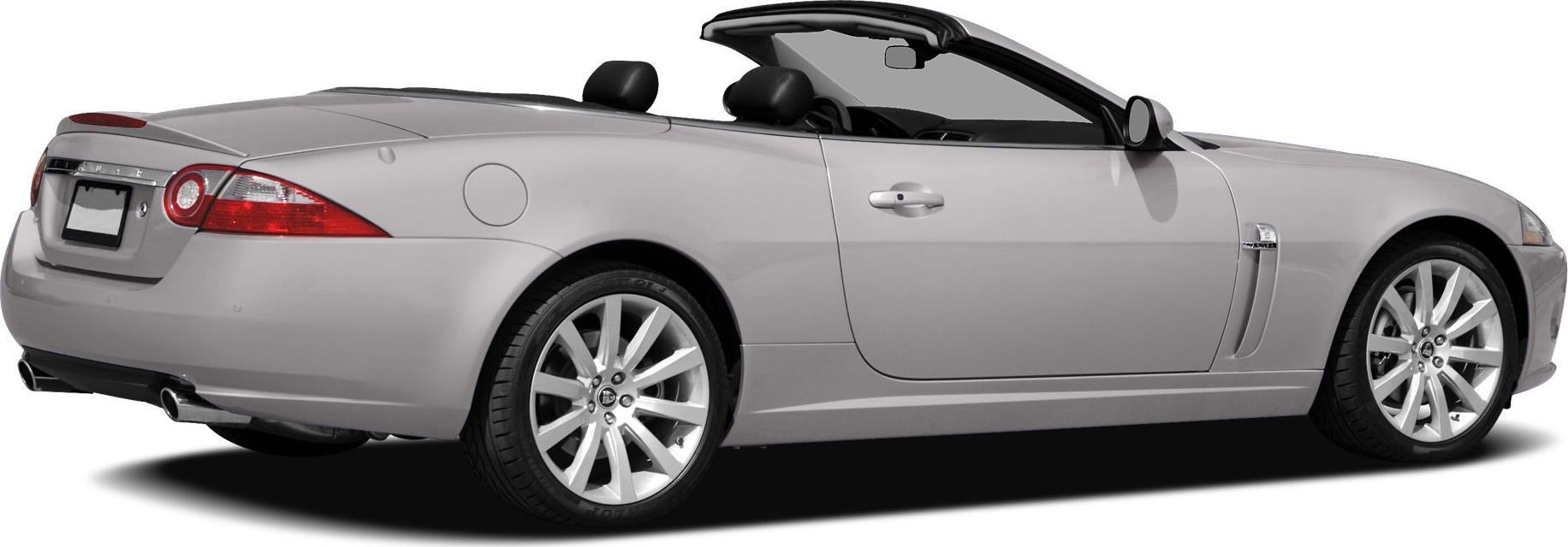 Rear side view of luxury convertible with smooth lines and open roof