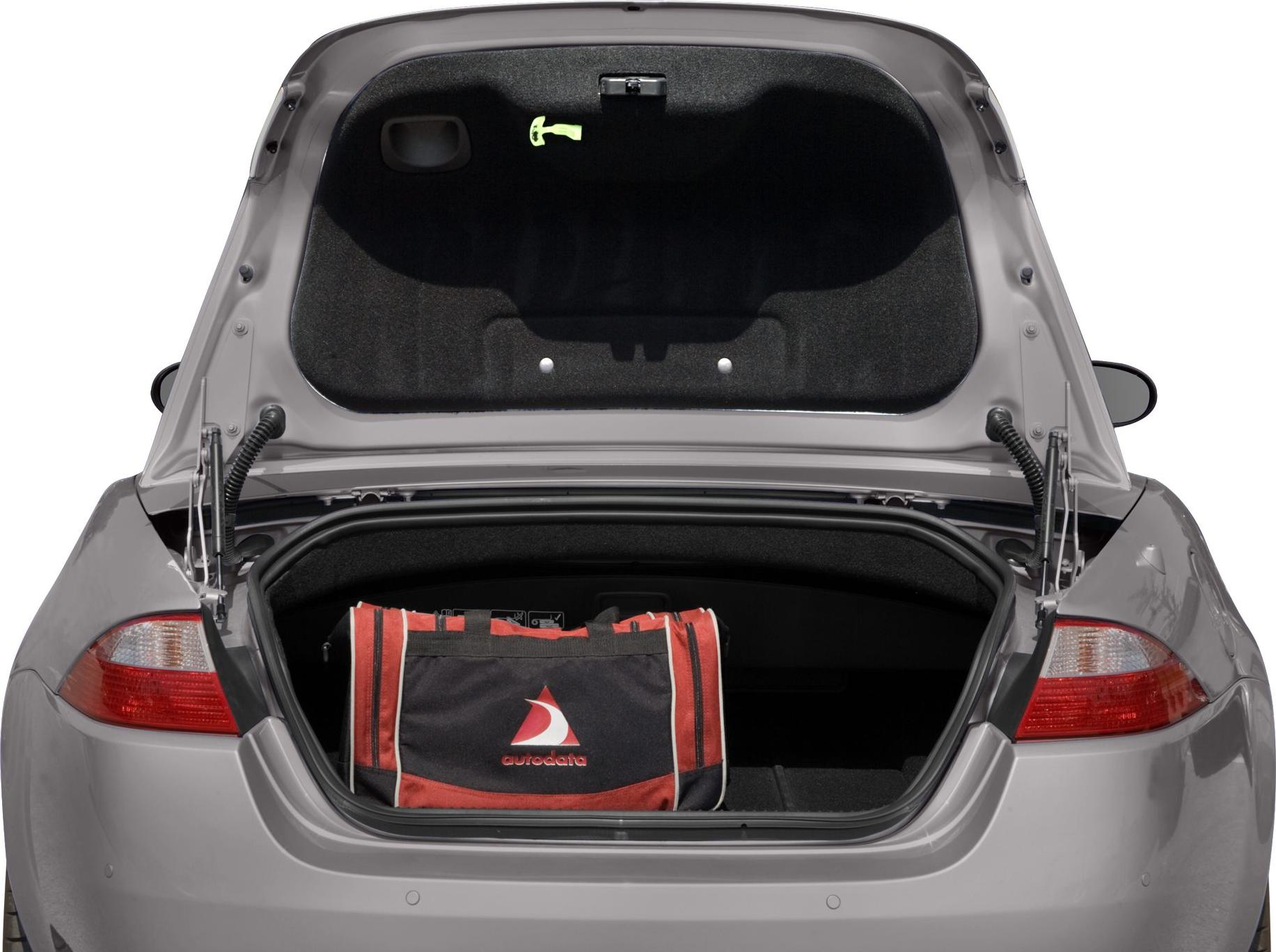 Open rear trunk with storage bag inside